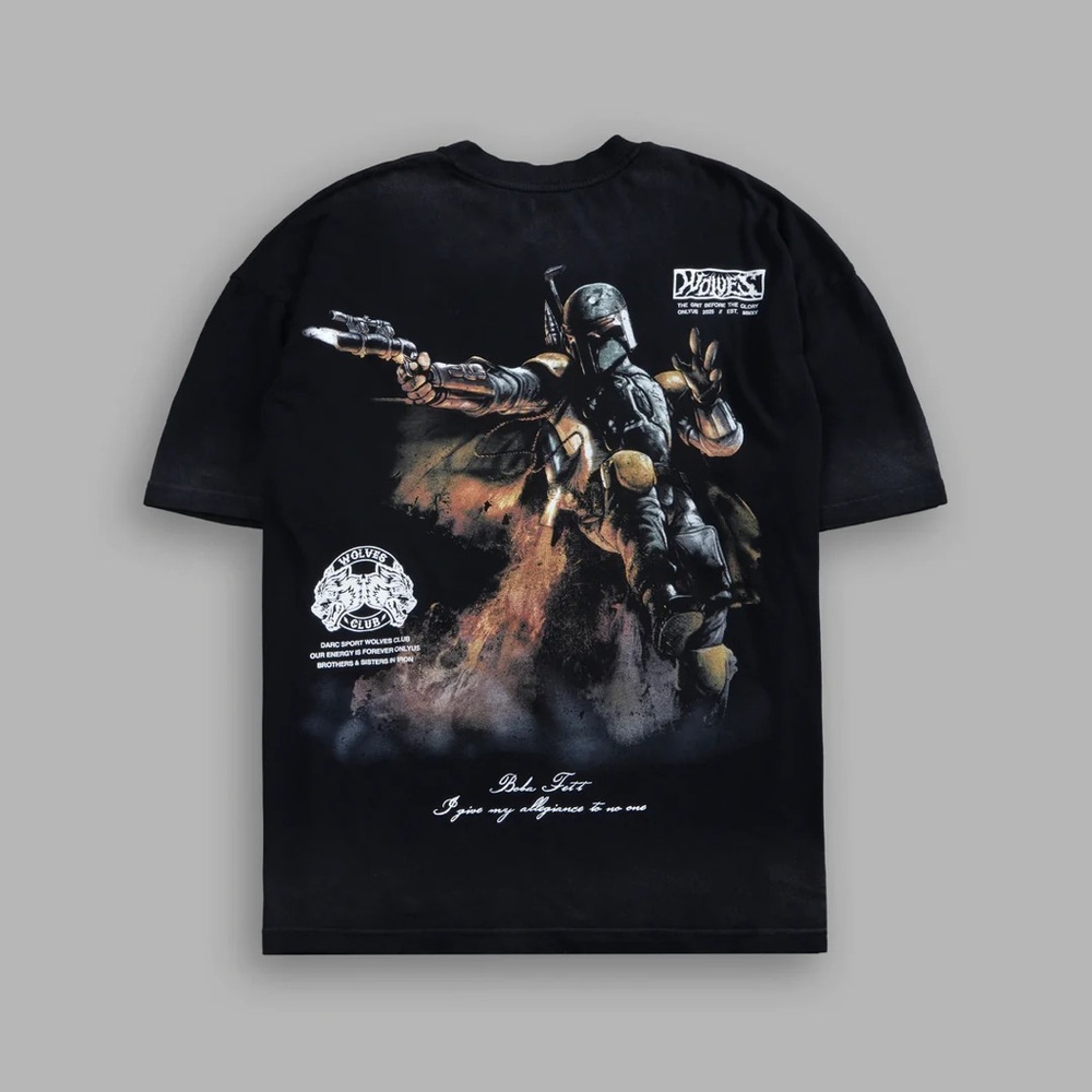 BOBA FETT "PREMIUM" OVERSIZED TEE IN BLACK DRIFT WASH
